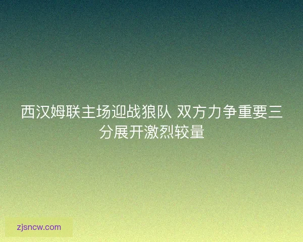 西汉姆联主场迎战狼队 双方力争重要三分展开激烈较量