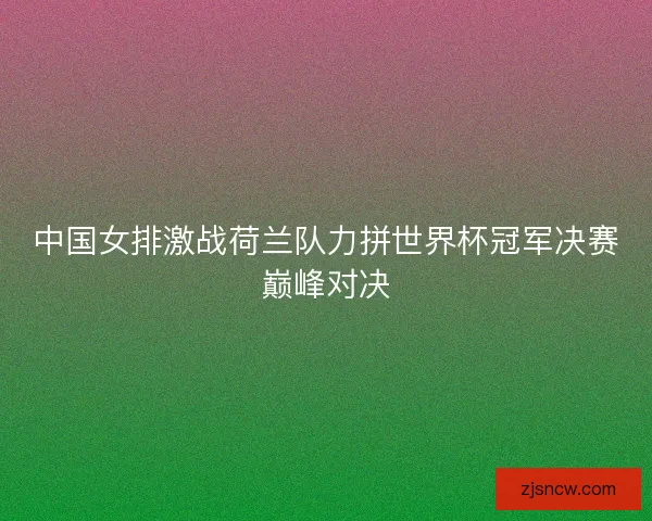 中国女排激战荷兰队力拼世界杯冠军决赛巅峰对决