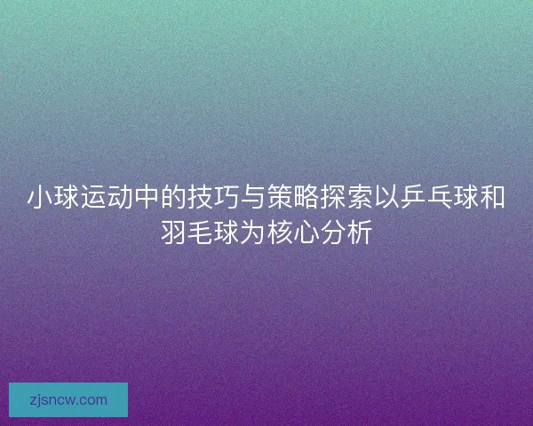 小球运动中的技巧与策略探索以乒乓球和羽毛球为核心分析